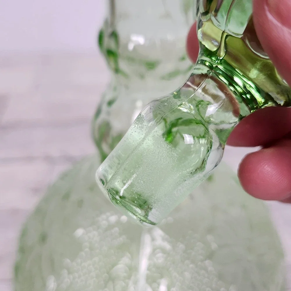 Vtg Indiana Sandwich Glass Chantilly Green Tiara Exclusive Decanter Set 10344